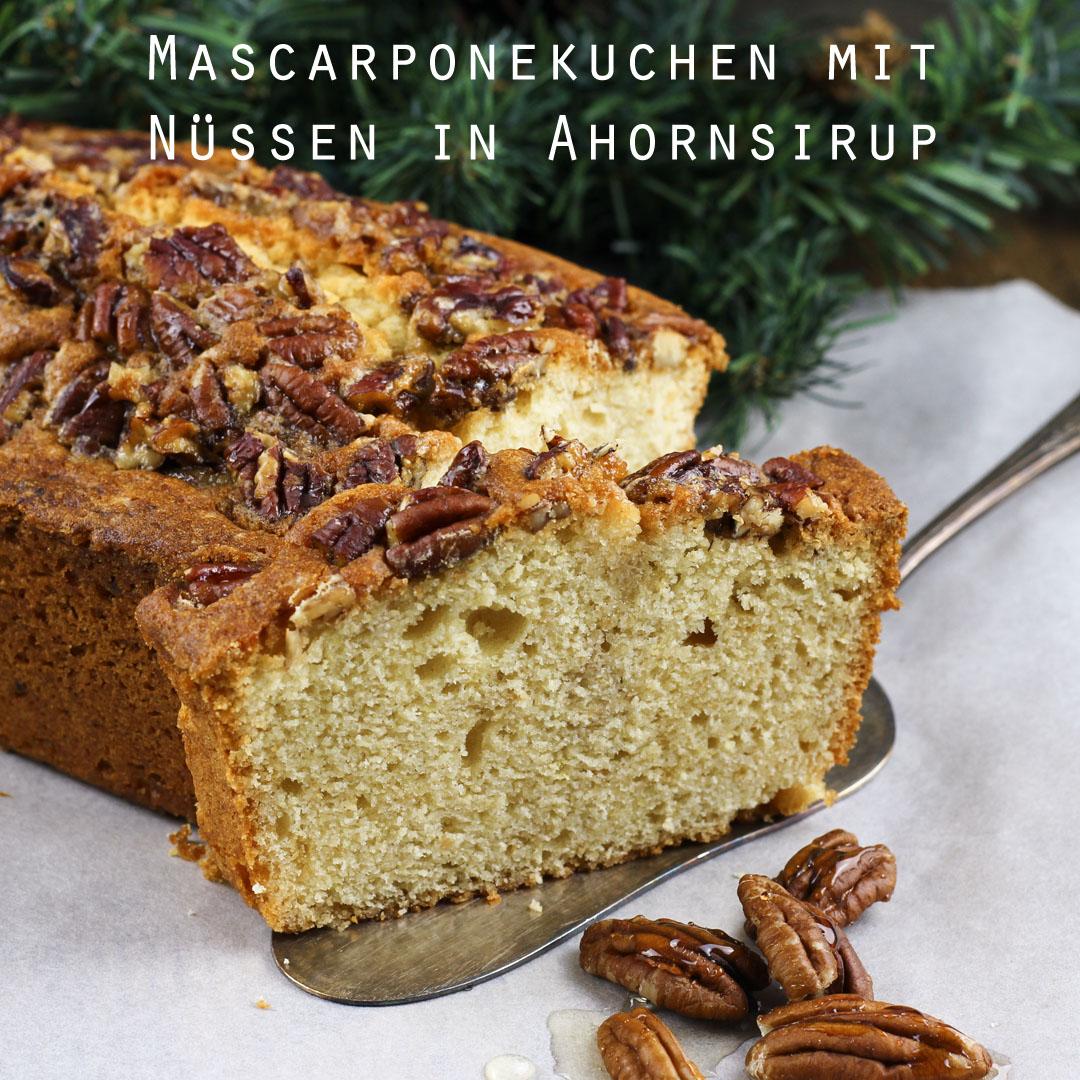 Rezeptbild: Mascarponekuchen mit Nüssen in Ahornsirup