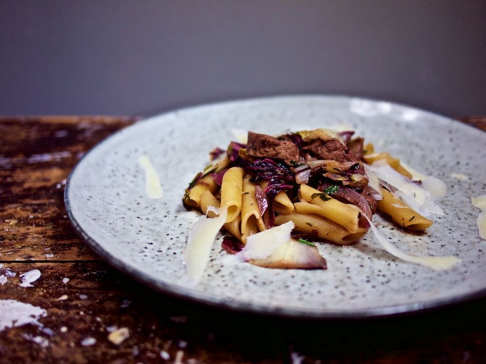 Rezeptbild: Penne mit Leber und Radicchio 