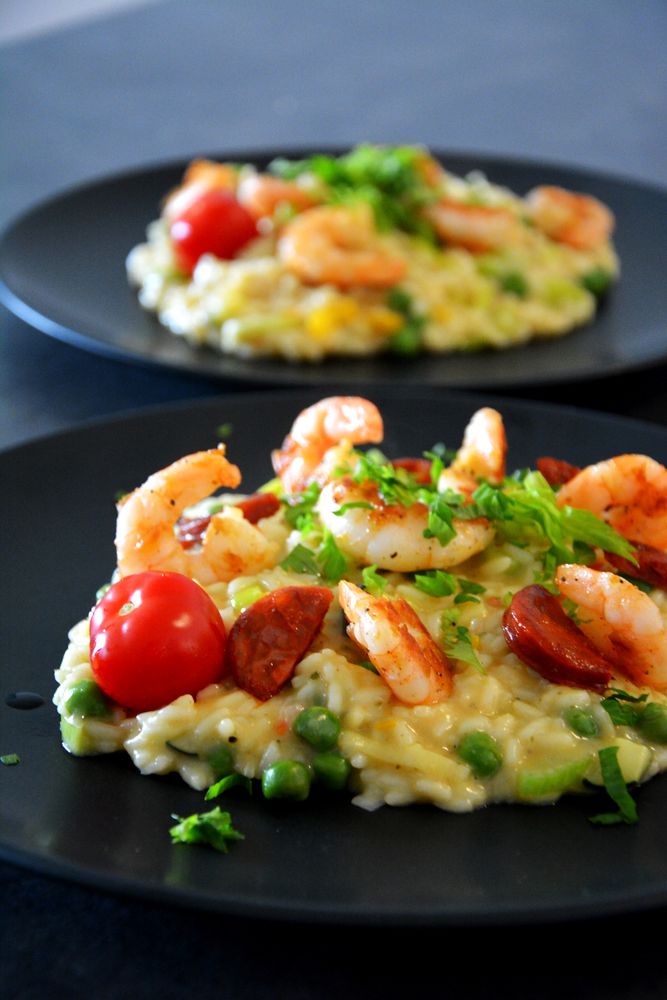 Rezeptbild: Gemüse-Risotto mit Garnelen