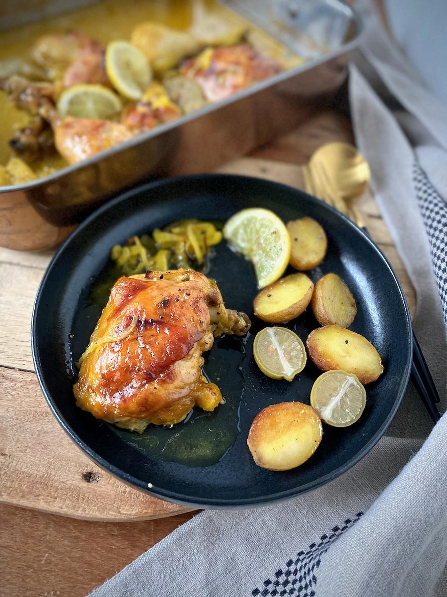Rezeptbild: Sheet Pan Dinner – Safran-Zitronen-Hühnchen