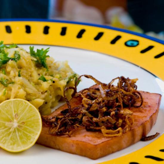 Rezeptbild: Fleischkäse mit Potato Masala