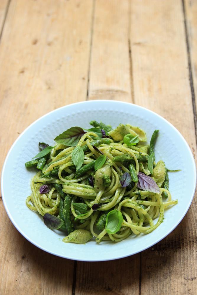 Rezeptbild: Pasta mit grünen Bohnen und Basilikum-Pesto