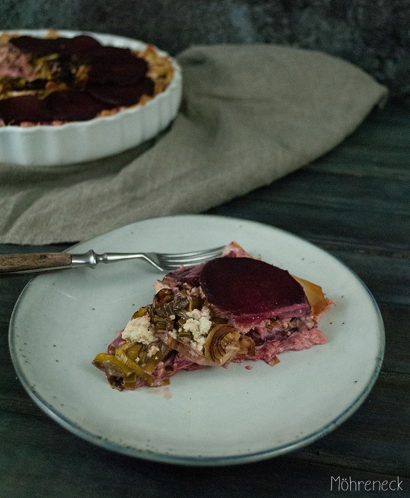 Rezeptbild: Rote-Bete-Lauch-Quiche