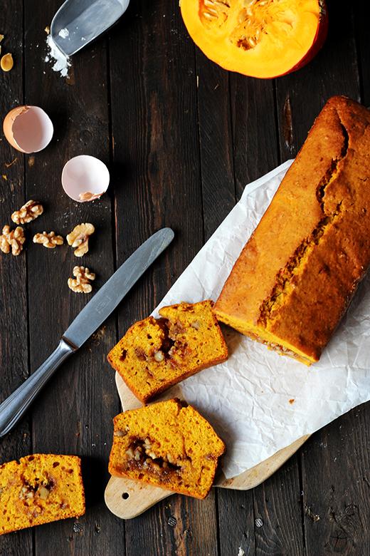 Rezeptbild: Kürbiskuchen mit Zimt und Walnusskaramell