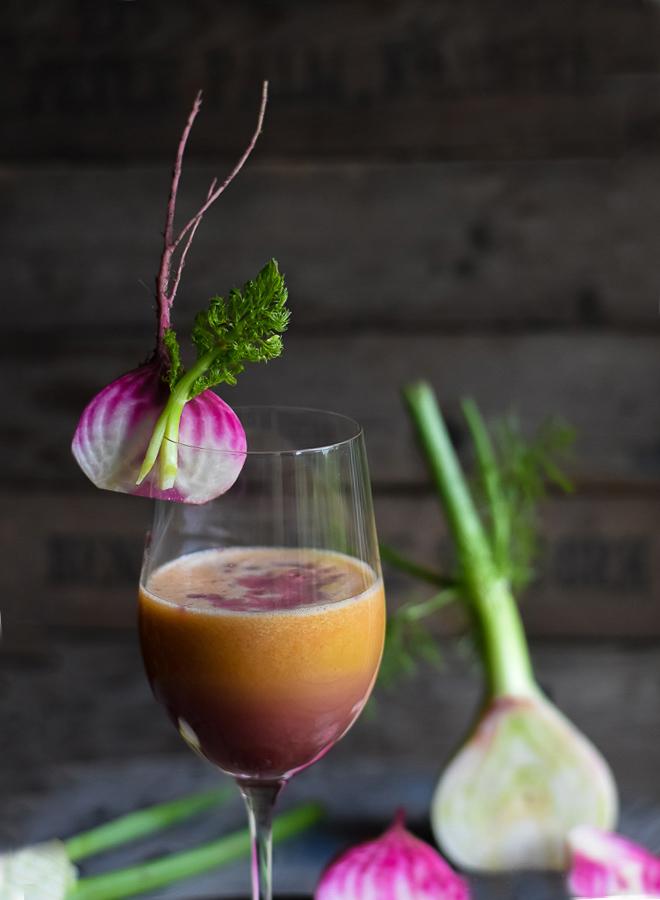 Rezeptbild: Birnen-Apfel-Karottensaft mit Fenchel und Rote Bete