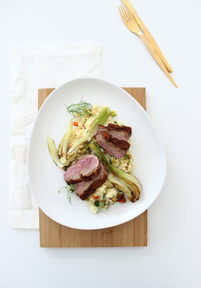 Rezeptbild: Entenbrust auf Taboulé