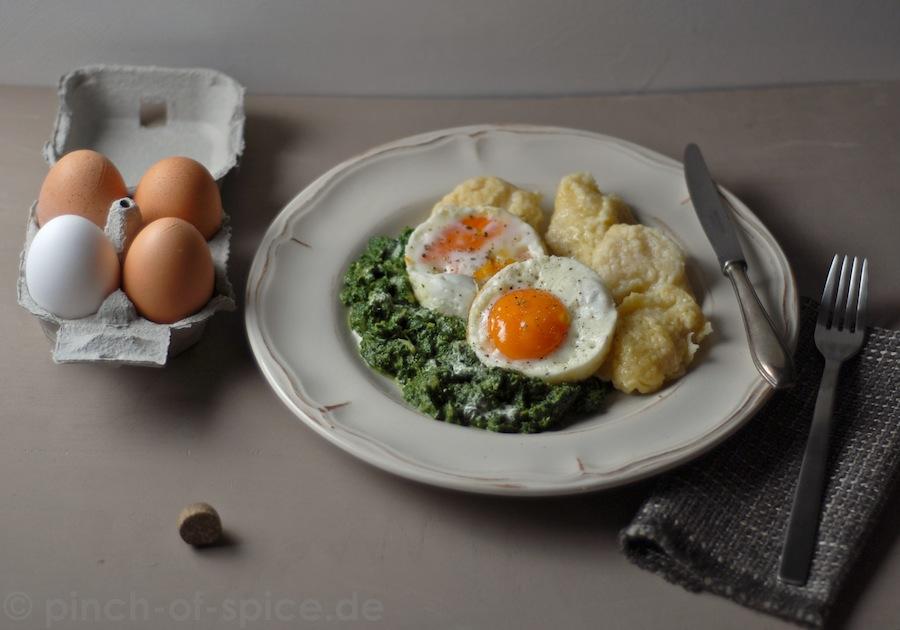 Rezeptbild: Spinat, Nockerle und Spiegelei