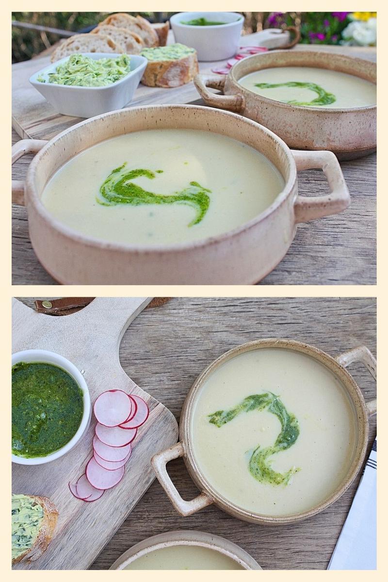 Rezeptbild: Kohlrabisuppe mit Radieschenblätter-Pesto