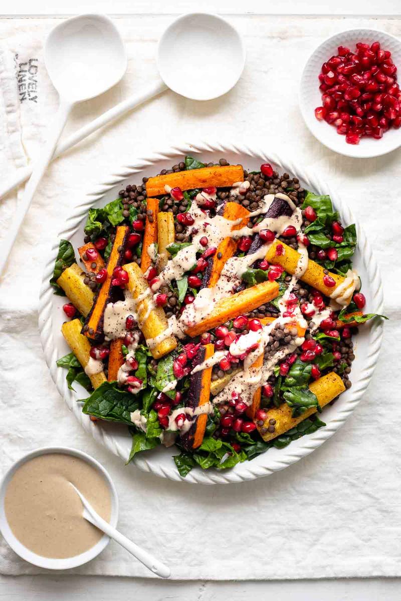 Rezeptbild: Linsensalat mit Karotten und Tahini-Dressing