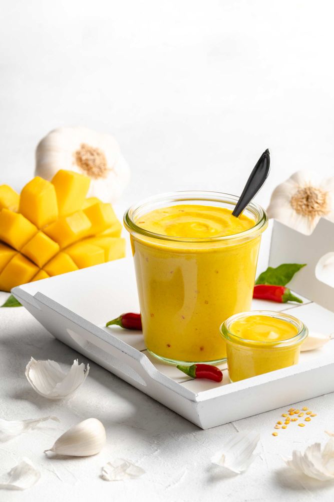 Rezeptbild: Mango Aioli mit Chili (aus Mayonnaise ohne Ei)