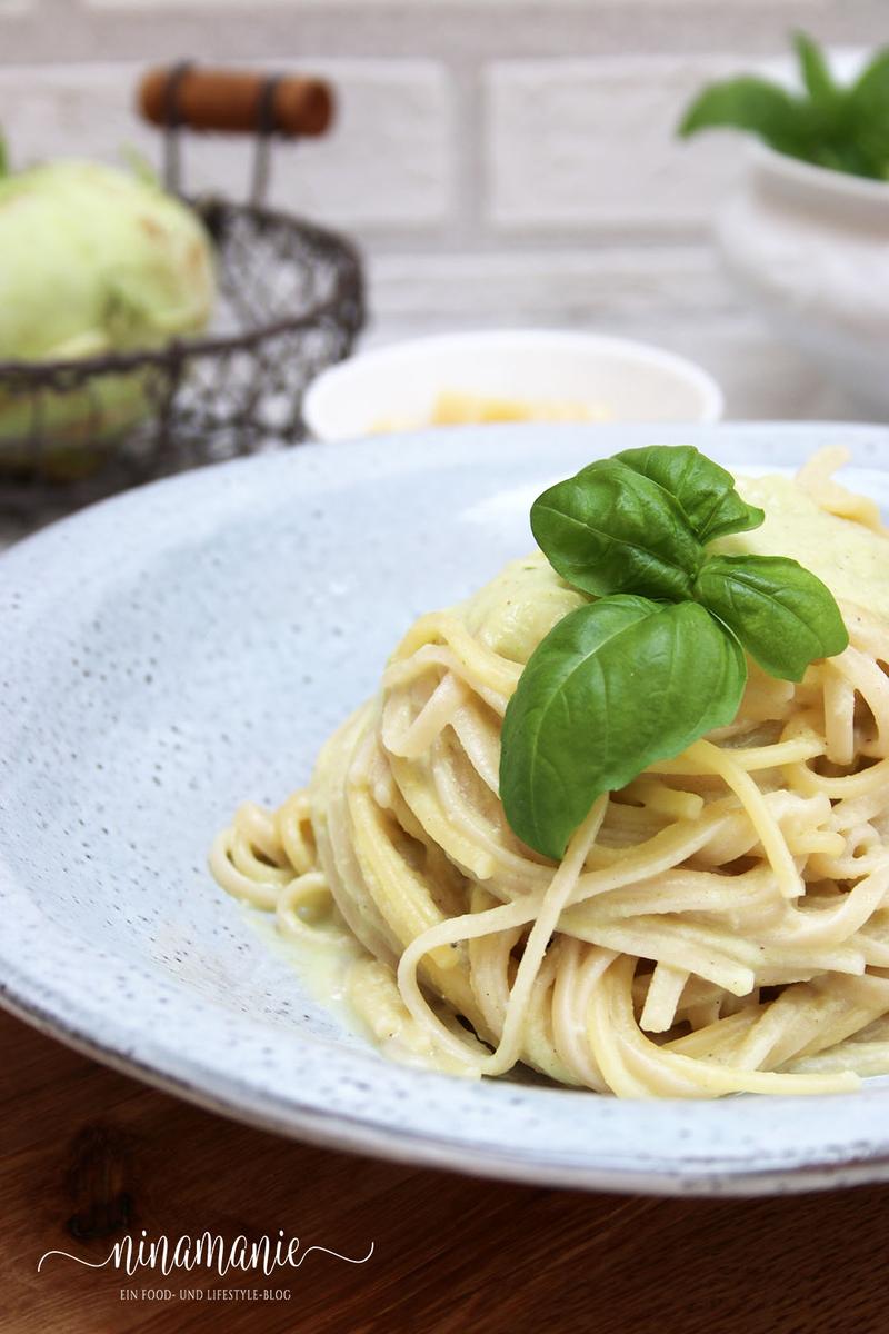Rezeptbild: Pasta mit cremiger Brokkoli-Kohlrabi-Soße