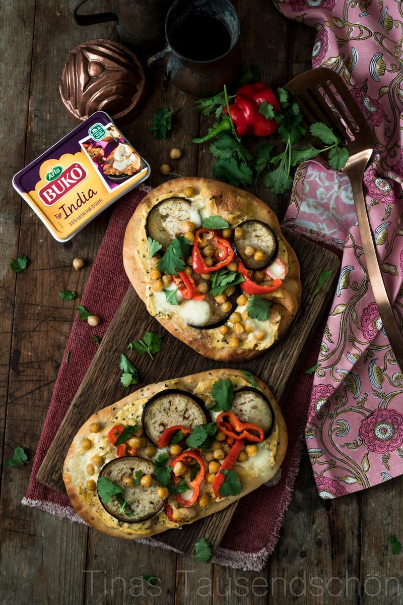 Rezeptbild: Naan Pizza mit Kichererbsen