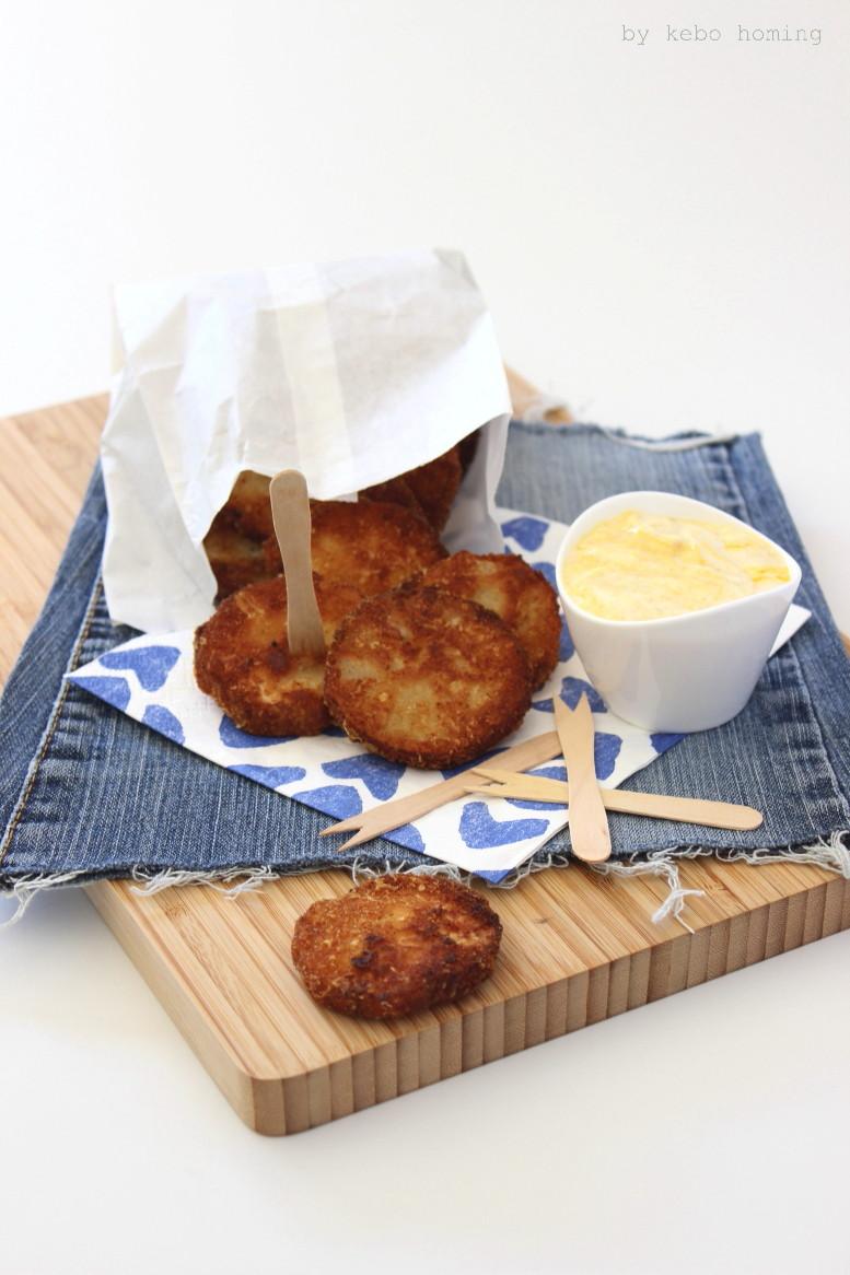 Rezeptbild: Kohlrabischnitzelchen mit Currymayonnaise