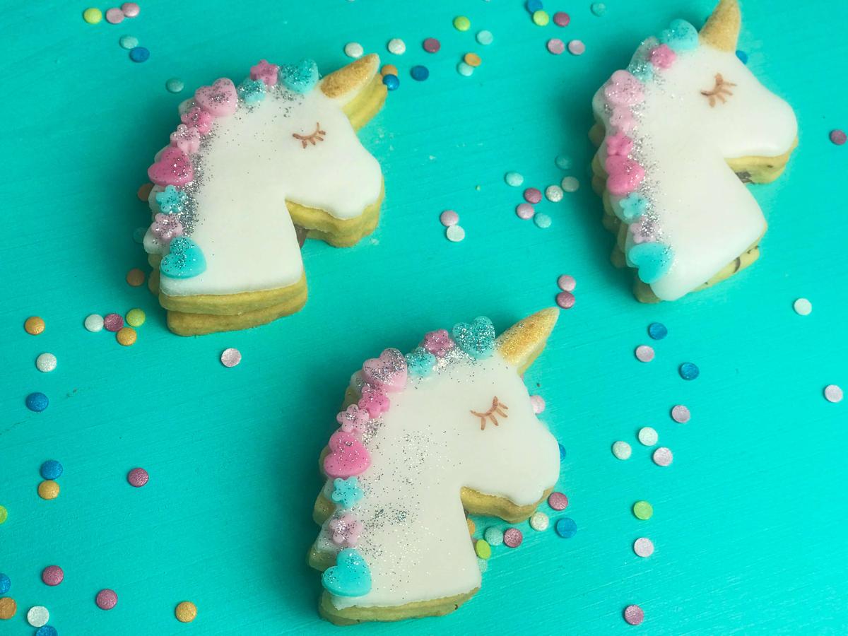 Rezeptbild: einfache Einhorn Kekse mit Nutella