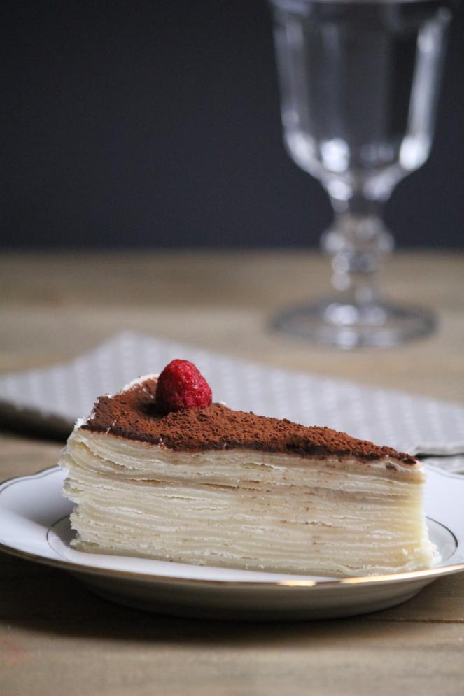 Rezeptbild: Vegane Tiramisu-Crêpe-Torte 