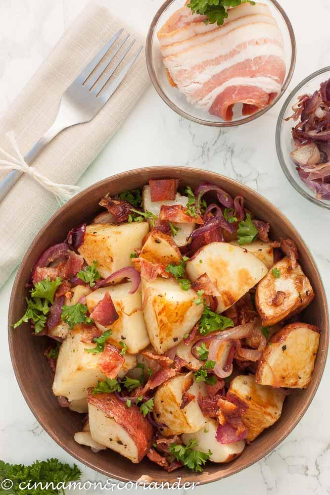 Rezeptbild: Warmer Kartoffelsalat mit Bacon Vinaigrette