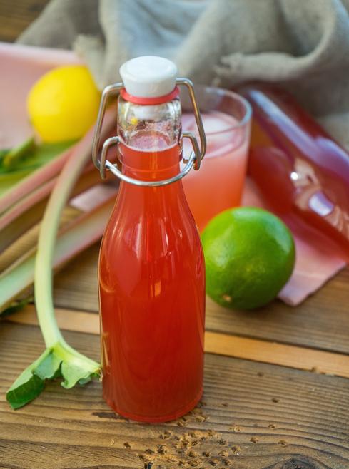 Rezeptbild: Rhabarbersirup mit Hibiskustee