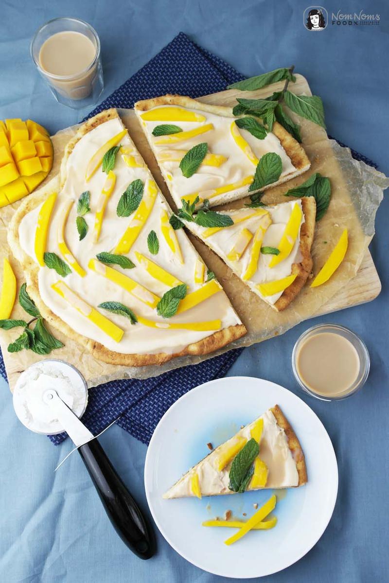 Rezeptbild: Süße Pizza mit Amarula, Mango und Minze 