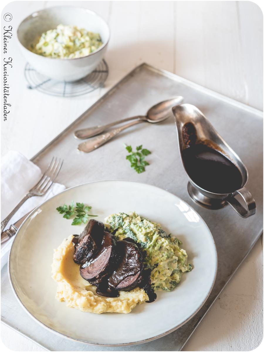 Rezeptbild: Geschmorte Ochsenbäckchen mit Kartoffel-Sellerie-Püree