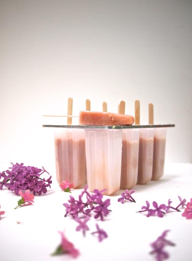 Rezeptbild: Rhabarber-Buttermilch-Eis-am-Stiel