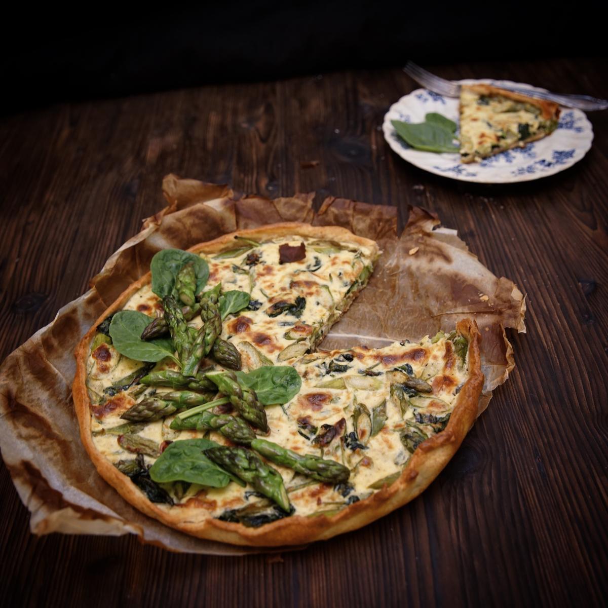 Rezeptbild: SPARGELQUICHE MIT SPINAT UND RICOTTA