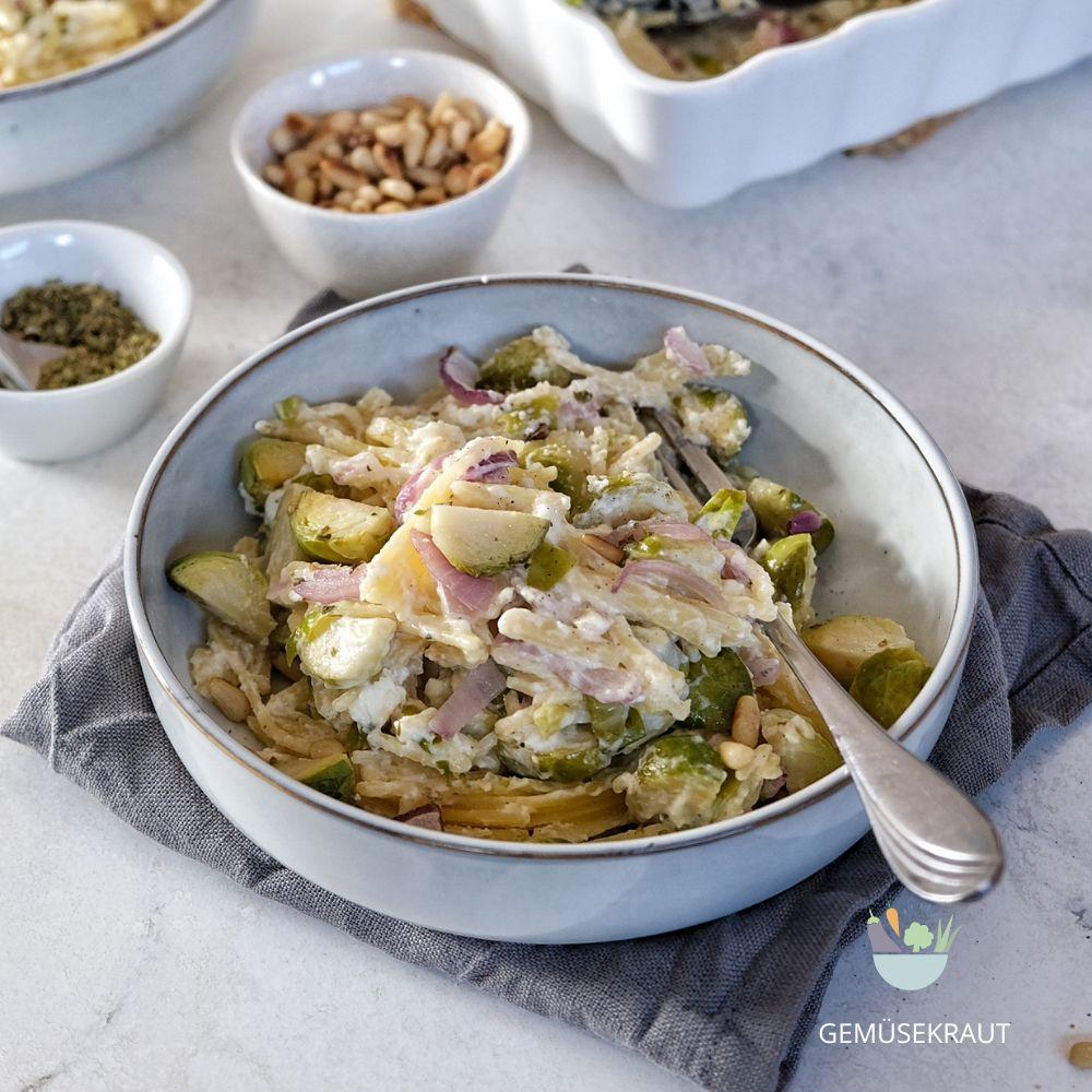 Rezeptbild: Baked Feta Pasta mit Rosenkohl