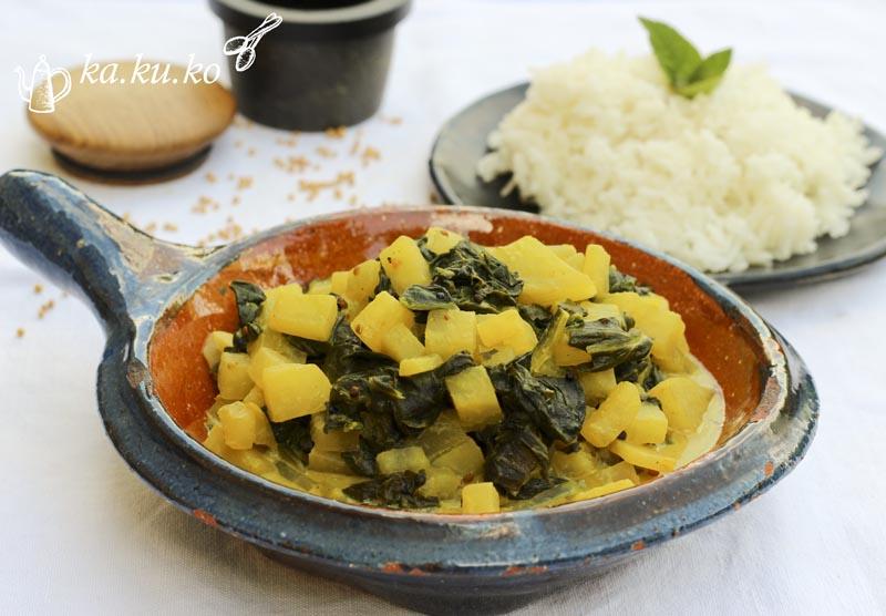Rezeptbild: Blattspinat-Kohlrabi-Topf