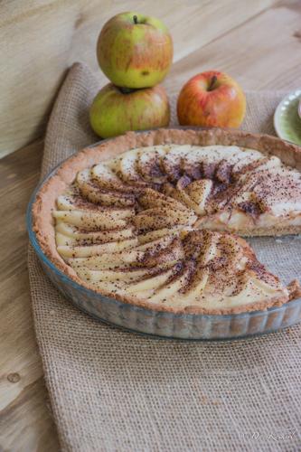 Rezeptbild: Birnenkuchen mit Kardamom-Zimt-Pudding