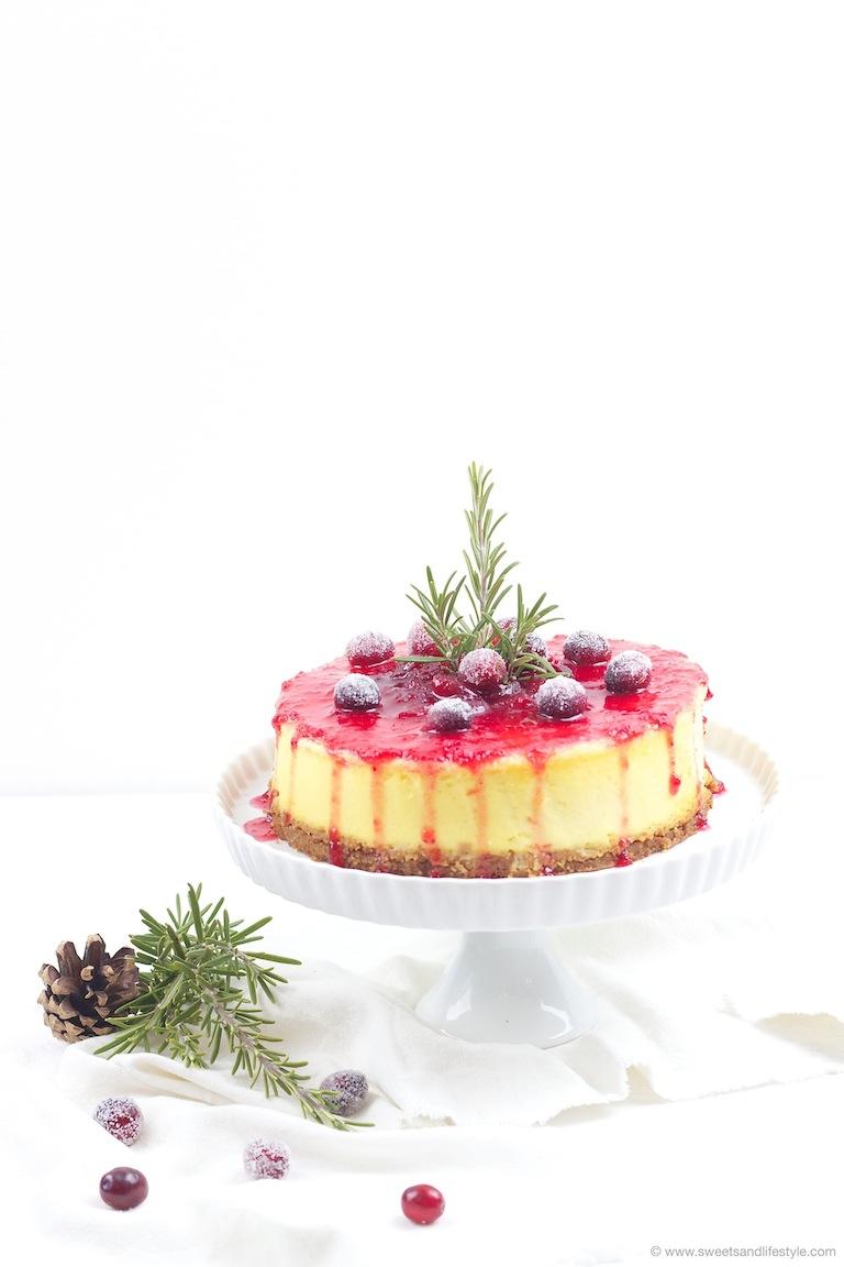 Rezeptbild: Spekulatius Cheesecake mit Cranberry Sauce