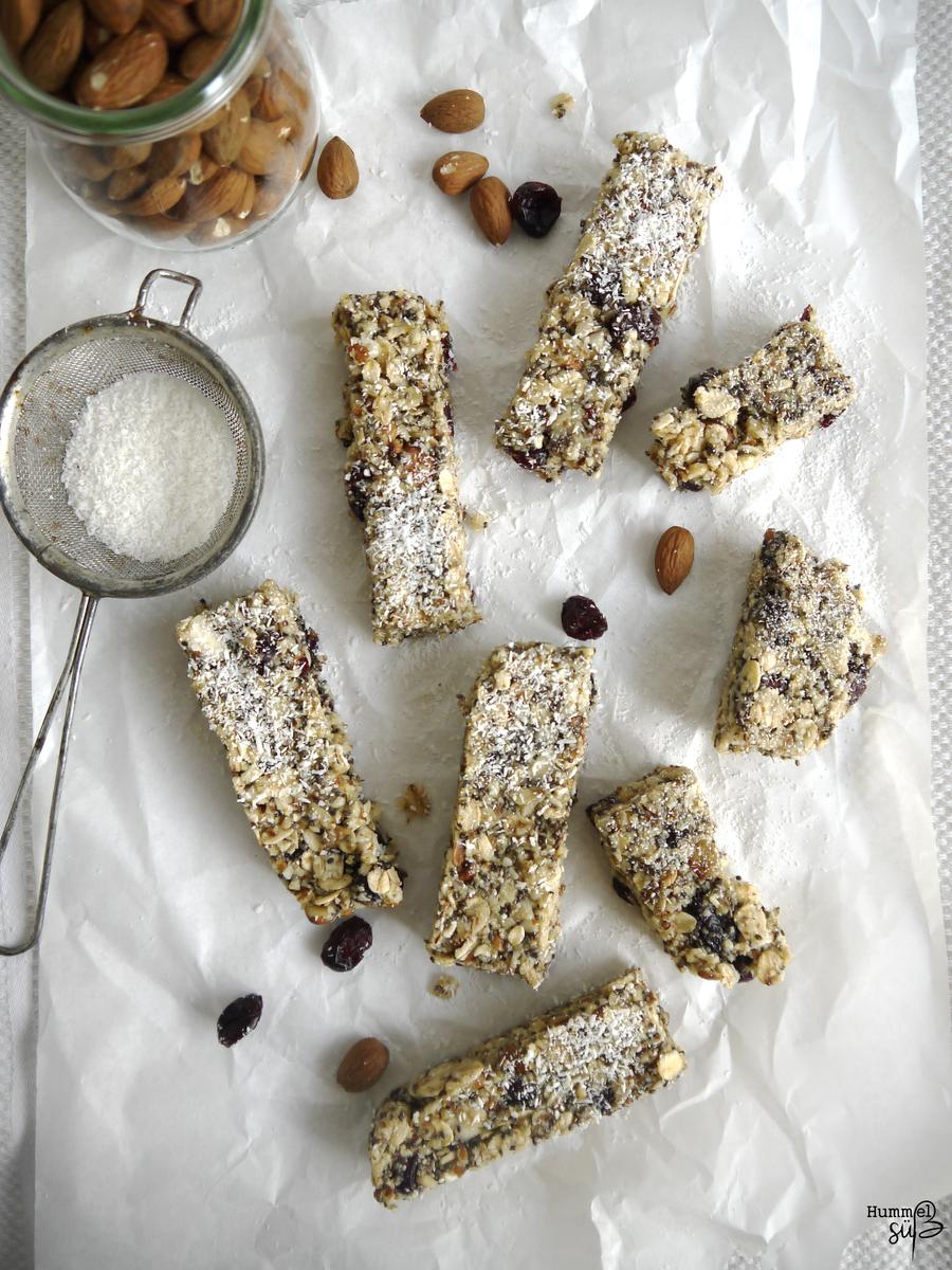 Rezeptbild: Vegane Cranberry-Kokos-Chia Energy Bars