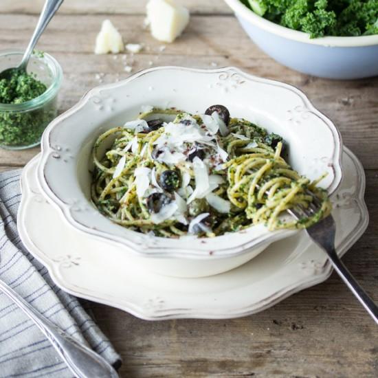Rezeptbild: Spaghetti mit Grünkohl-Pesto