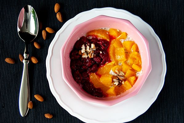 Rezeptbild: Overnight-Oats mit Orange und Himbeere