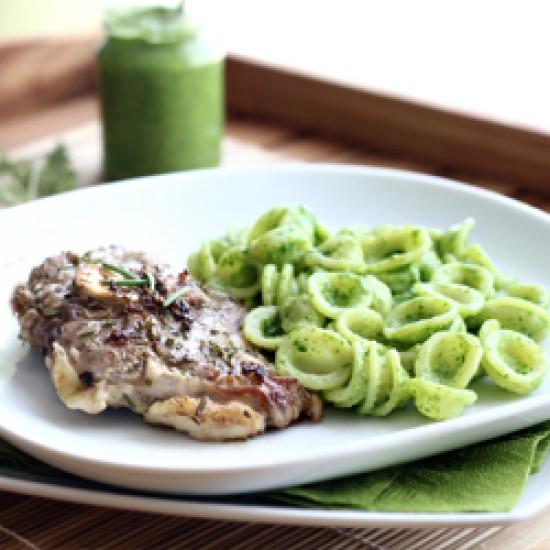Rezeptbild: Lammkotelett mit Rucolapesto