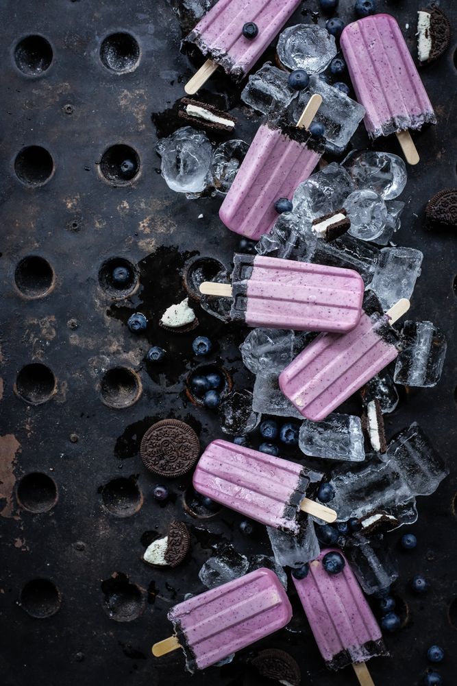 Rezeptbild: super fix gemachte oreo und blaubeer cheesecake popsicles