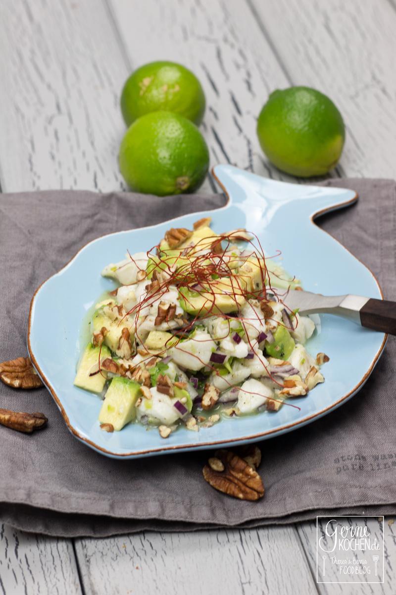 Rezeptbild: Ceviche mit Avocado mit Pecannüssen