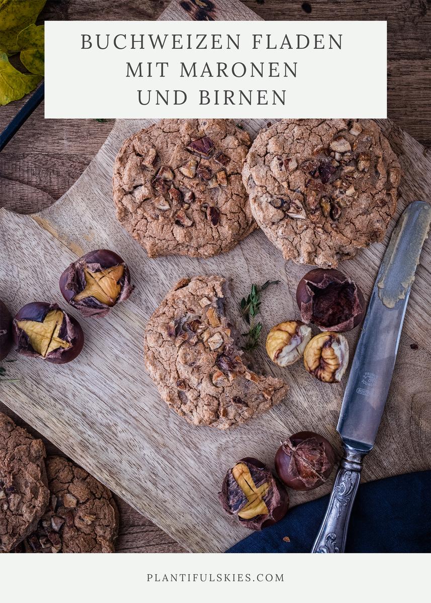 Rezeptbild: Thymian Buchweizenfladen mit Maronen und Birne