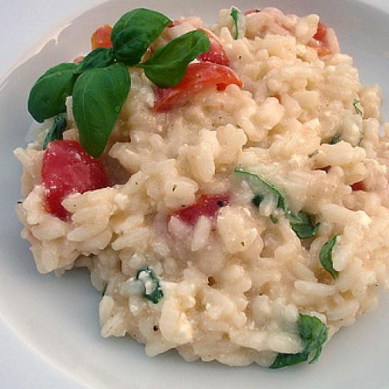 Rezeptbild: Risotto mit Tomaten, Basilikum und Schafskäse nach Jamie Oliver