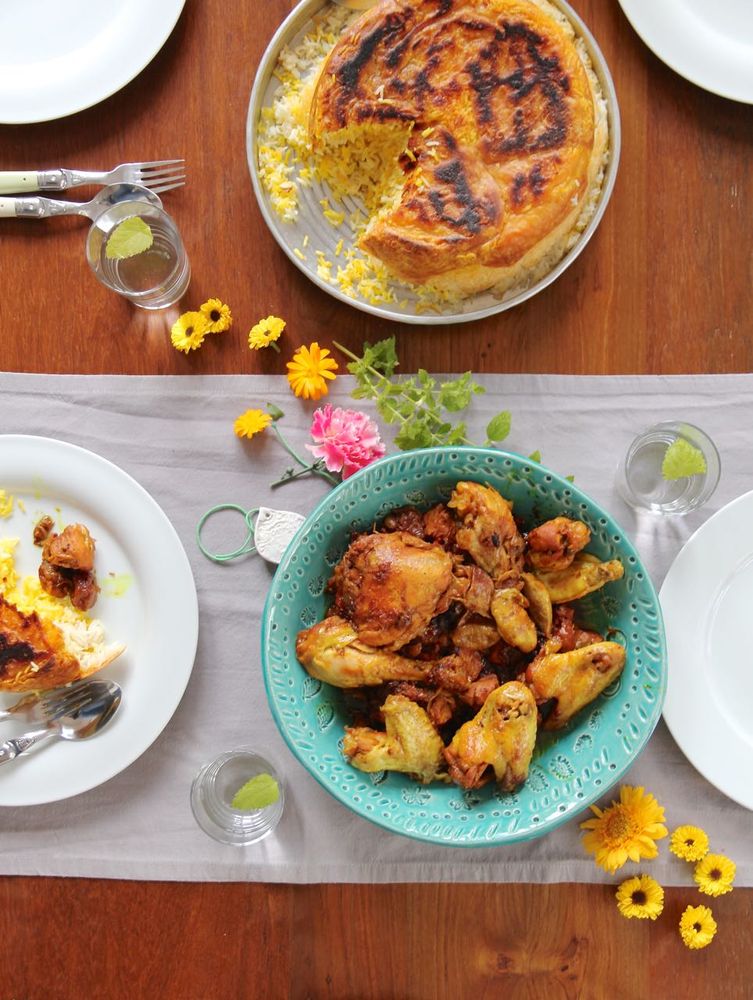Rezeptbild: Huhn mit Pflaumen- Khoreshte Alu Morgh 