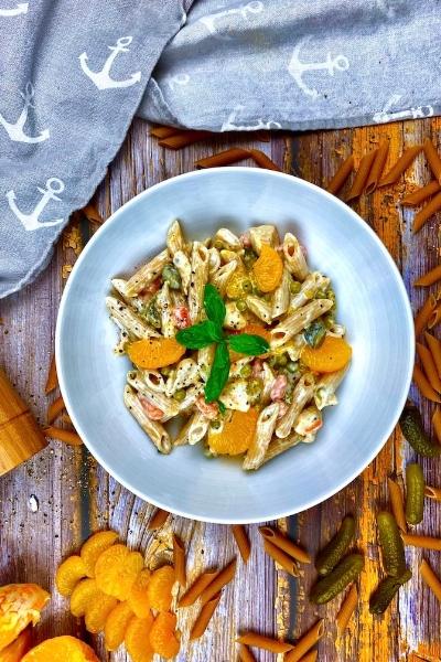 Rezeptbild: Gesunder Nudelsalat mit Joghurt Dressing
