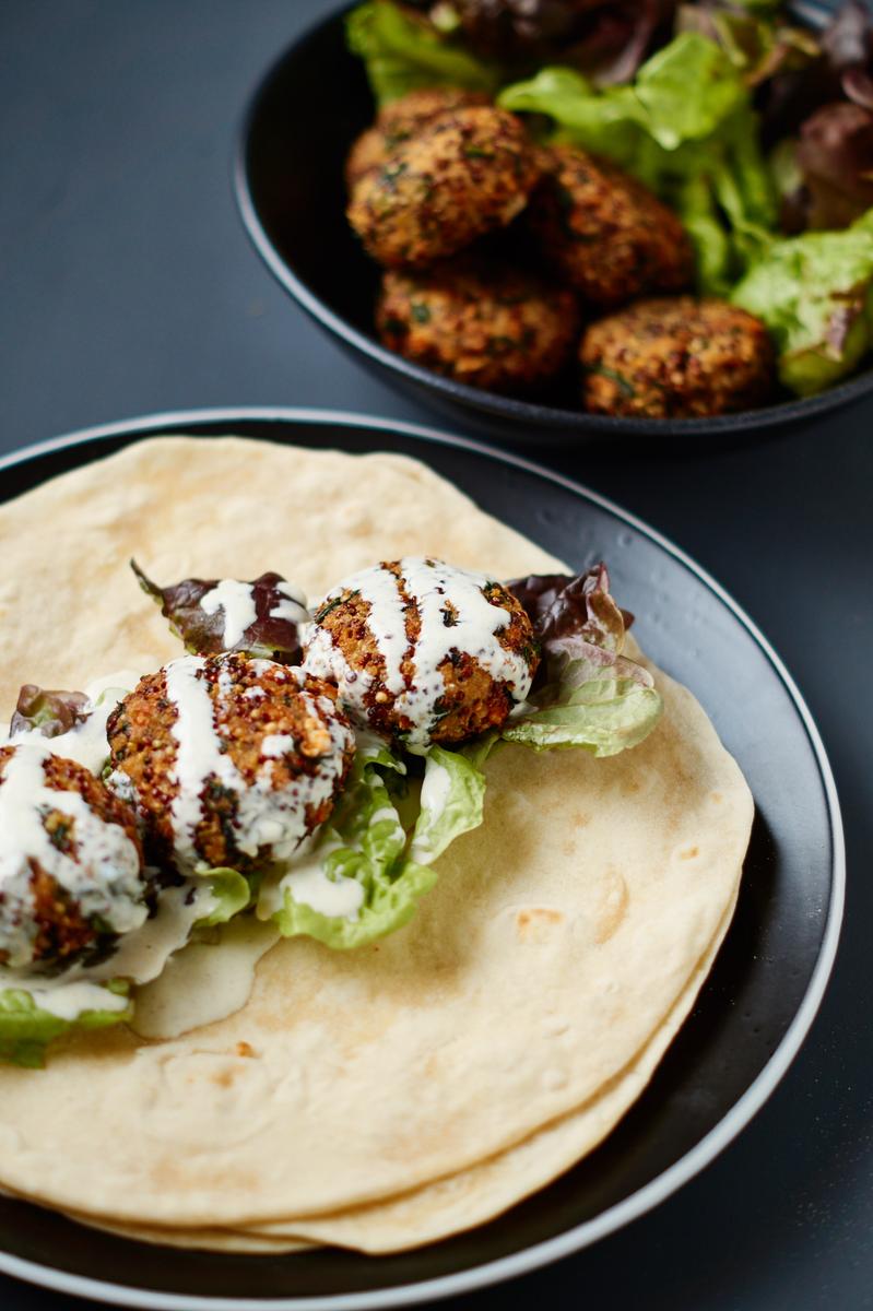 Rezeptbild: Quinoa Feta Spinat Bratlinge