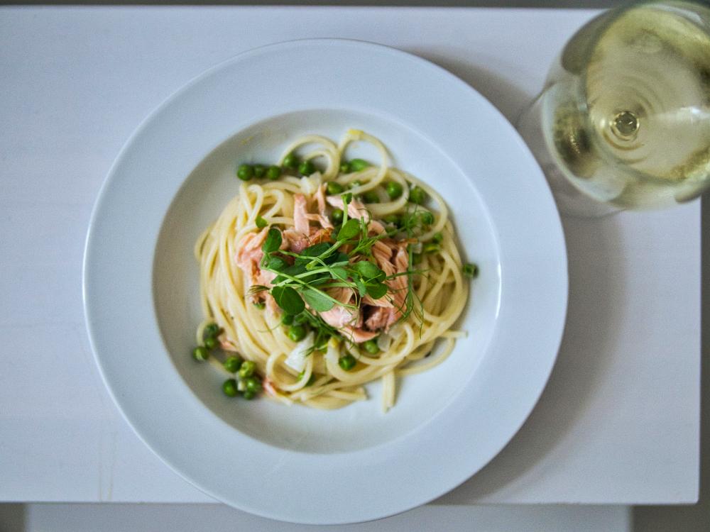 Rezeptbild: Zitronen-Erbsen-Spaghetti mit Stremellachs