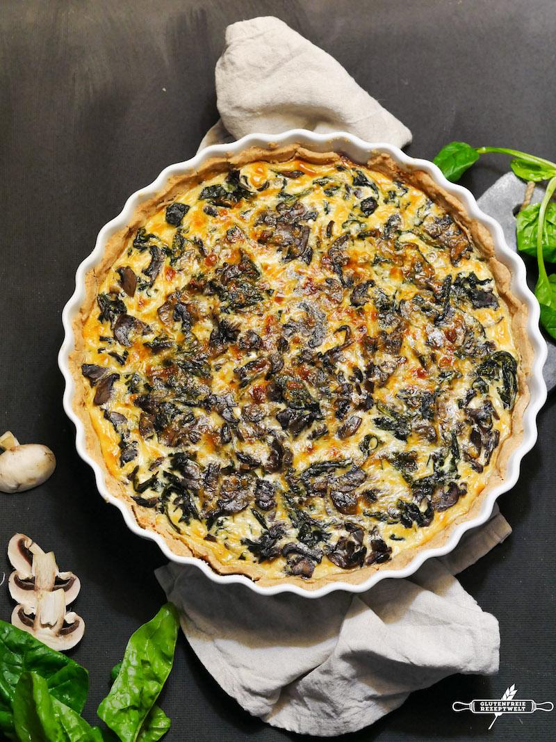 Rezeptbild: Glutenfreie Spinat - Pilztarte