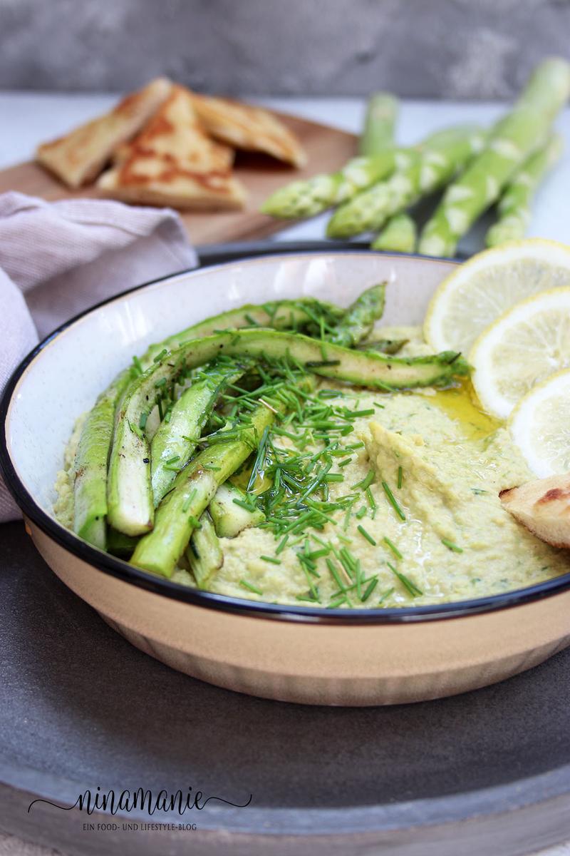 Rezeptbild: Hummus mit grünem Spargel und Bärlauch