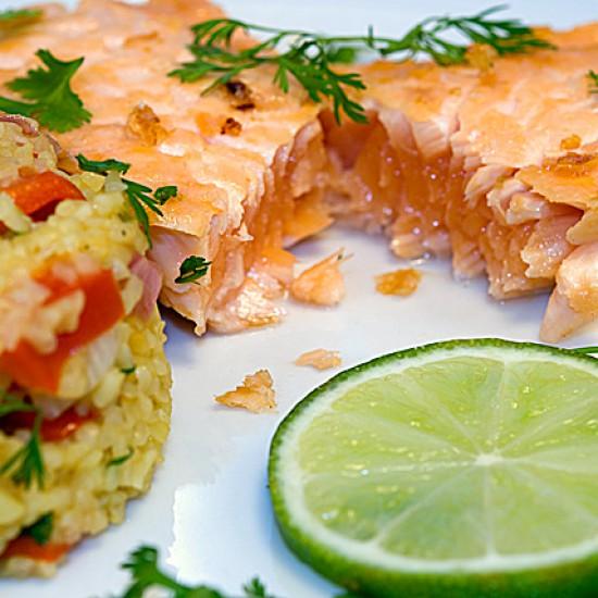 Rezeptbild: Limetten-Lachs mit Koriander-Paprika-Couscous