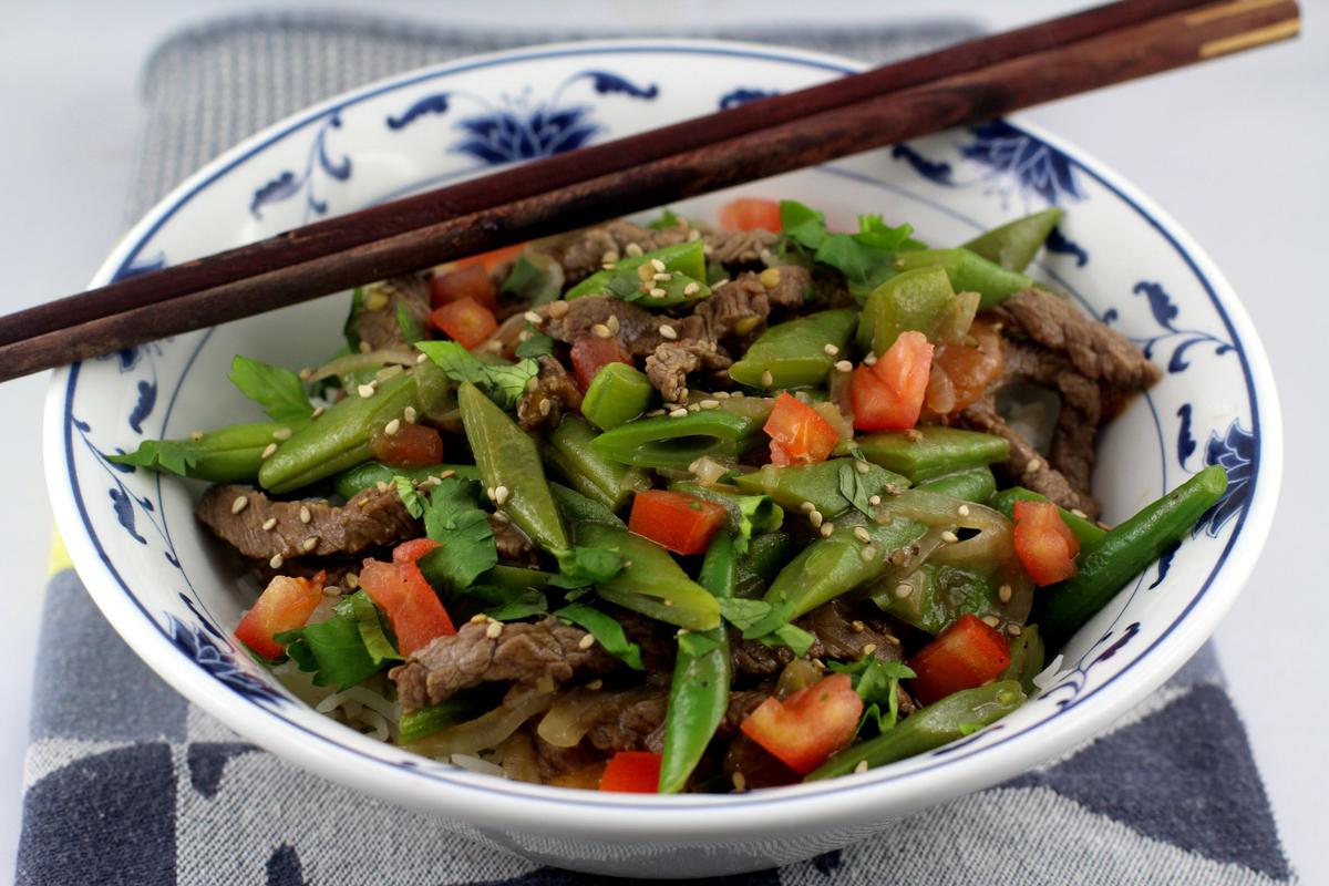 Rezeptbild: Cantonese Beef Stir-Fry mit Quietschebohnen