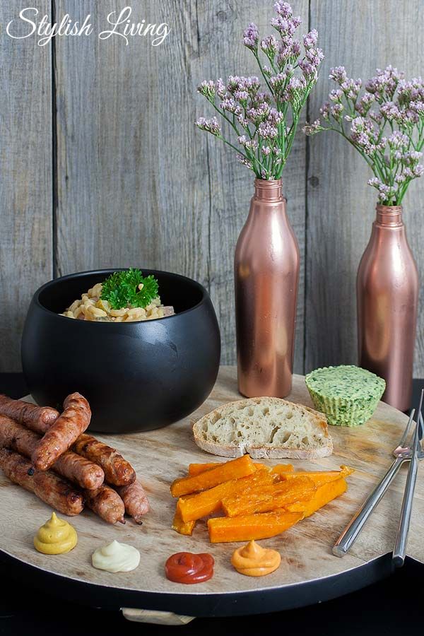 Rezeptbild: Leckere Grillrezepte - Nudelsalat, Bärlauchbutter und Süßkartoffel-Pommes