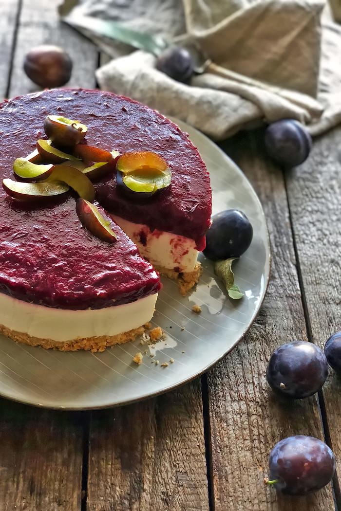 Rezeptbild: Zwetschgen Ricotta Cheesecake no-bake