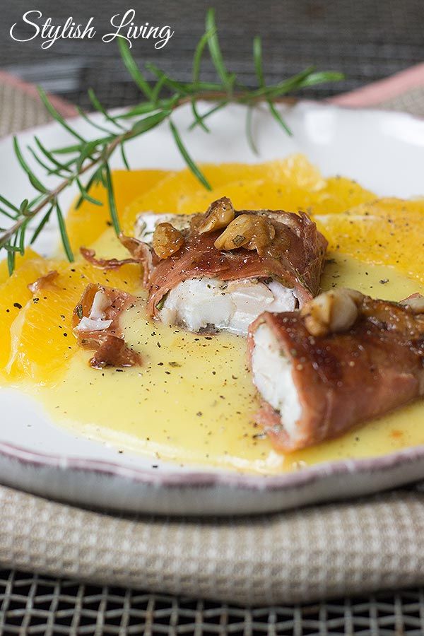Rezeptbild: Kabeljau im Pancetta-Mantel auf Orangen-Kartoffel-Püree