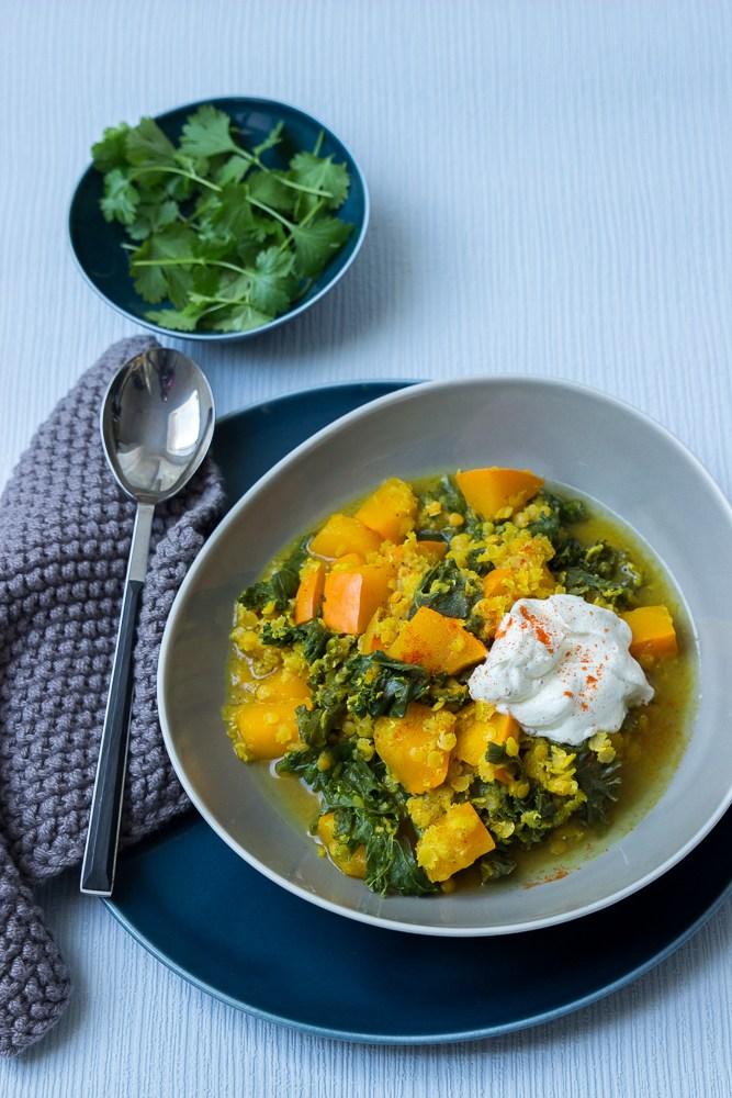 Rezeptbild: Kürbis Dal mit Grünkohl 