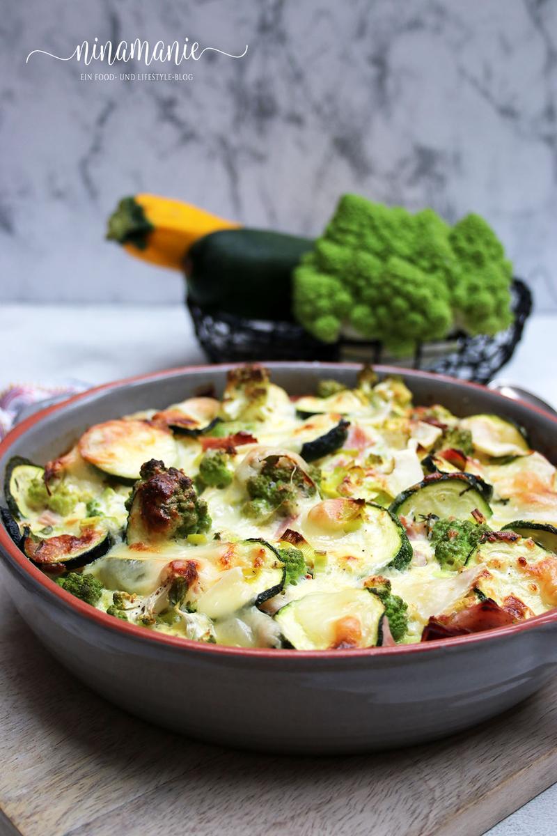 Rezeptbild: Low carb Zucchini-Romanesco-Gratin